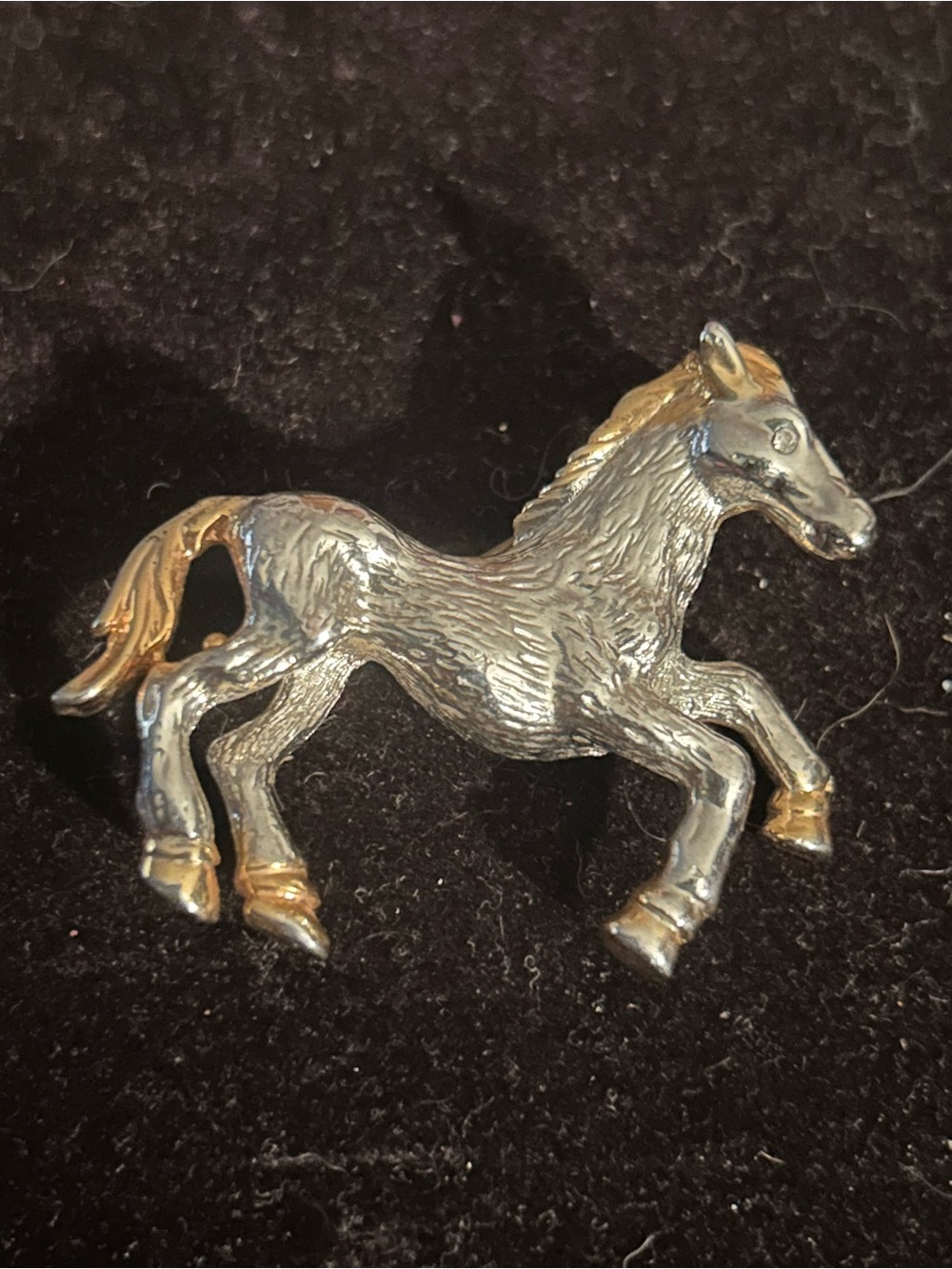 Silver and Gold Horse Accent Brooch